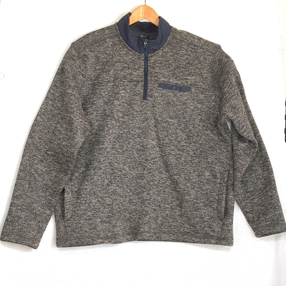 Eddie Bauer 1/4 Zip Sweater Pullover Fleece Lined Heather Gray Size XL